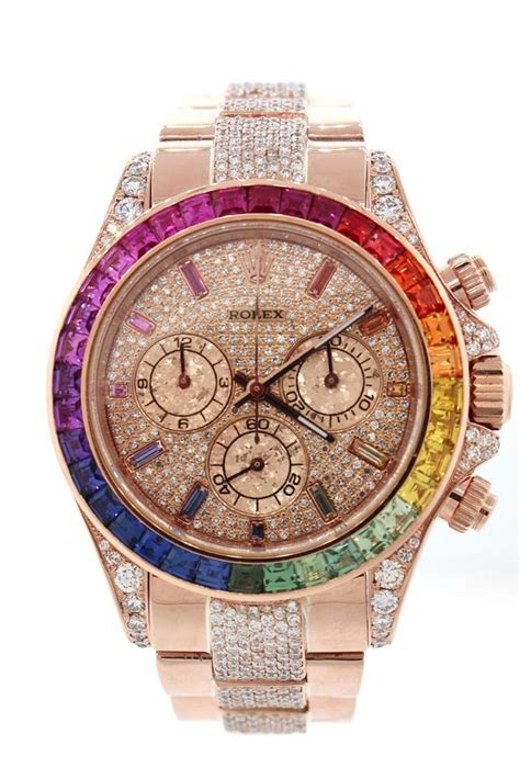 rolex daytona rose gold rainbow diamond bezel|Rolex daytona platinum diamond dial.